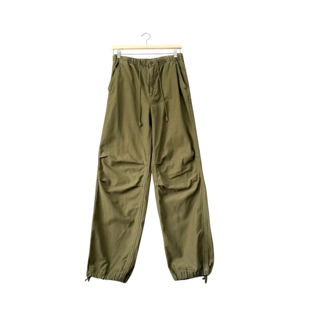 Aritzia | TNA | Olive Green Parachute Cargo Pants Drawstring Utility Size M - Picture 2 of 14